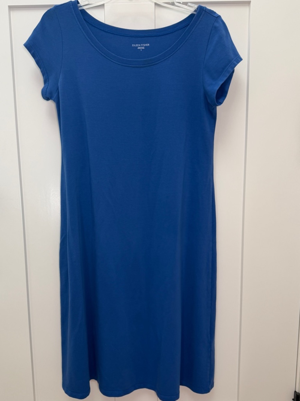 Eileen Fisher Cobalt Blue Scoop Neck Midi Dress